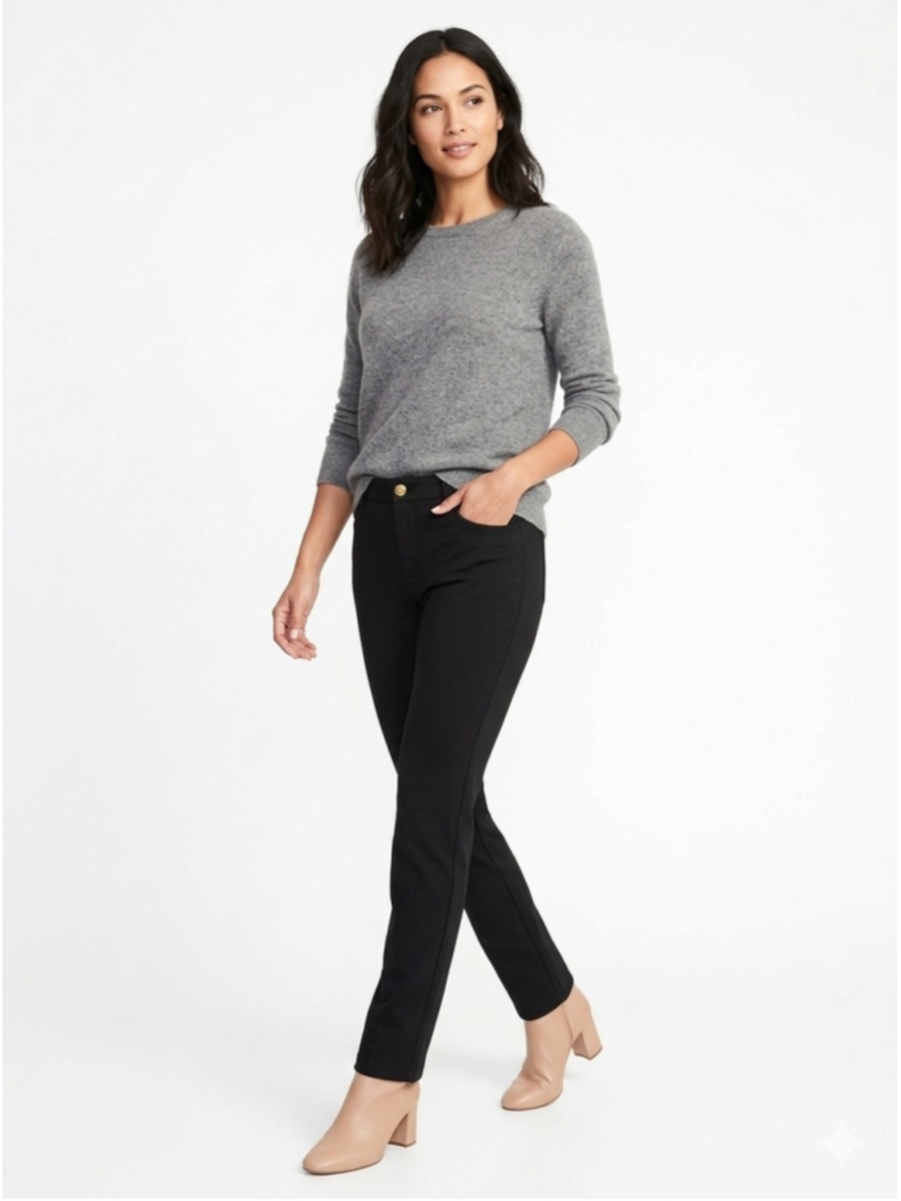 Michael Kors Black Straight-Leg Dress Pants with Gold Button 103
